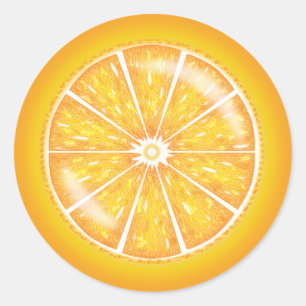 Sticker Rond Illustration de tranche de fruit d'orange agrume