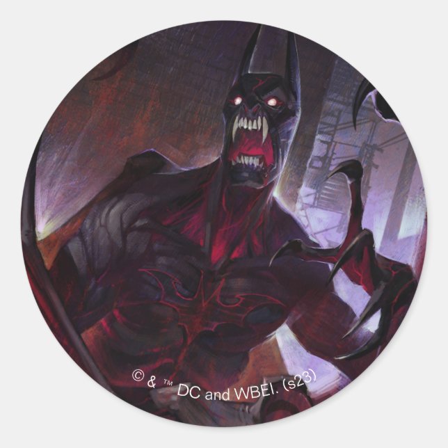 Sticker Rond Illustration de Vampire Batman en crise infinie (Devant)