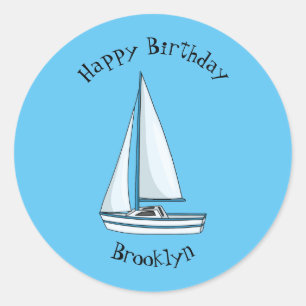 Sticker Rond Illustration de voilier