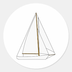 Sticker Rond Illustration de voilier cutter