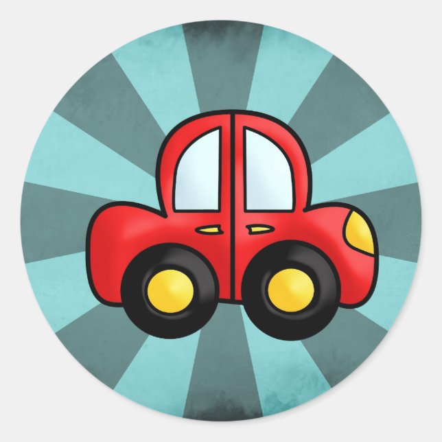 Sticker Rond Illustration de voiture (Devant)