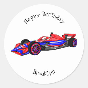 Sticker Rond Illustration de voiture de course professionnelle
