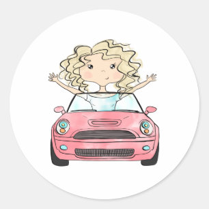 Sticker Rond Illustration de voyage par la route