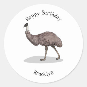 Sticker Rond Illustration d'Emu bird