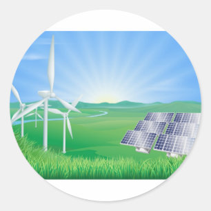 Sticker Rond Illustration d'énergie renouvelable