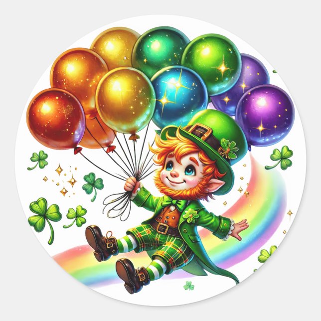 Sticker Rond Illustration des ballons verts irlandais Leprechau (Devant)