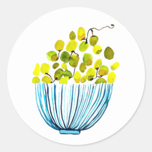 Sticker Rond Illustration des fruits de l'aquarelle des raisins