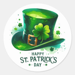 Sticker Rond Illustration des Shamrocks Casquettes verts Jour d