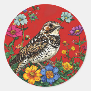 Sticker Rond Illustration détaillée d'un oiseau grive