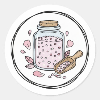 Sticker Rond Illustration d'étiquette de bain aux pétales de ro