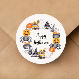 Sticker Rond Illustration d'Halloween joyeux