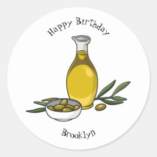 Sticker Rond Illustration d'huile d'olive