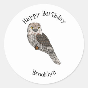 Sticker Rond Illustration d'oiseau de Tawny frogmouth