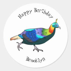 Sticker Rond Illustration d'oiseau monal himalayen
