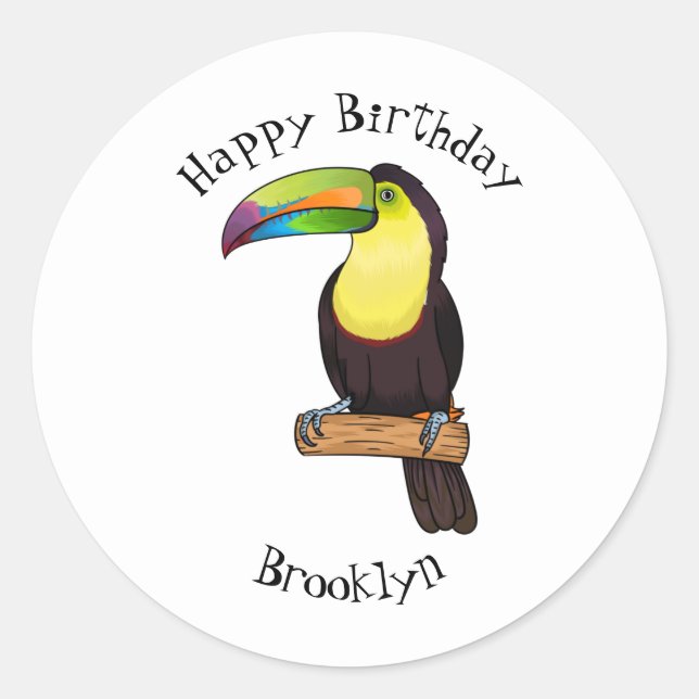 Sticker Rond Illustration d'oiseau toucain à bec de Keel (Devant)
