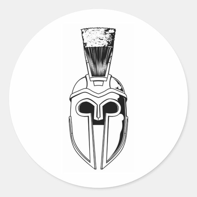 Sticker Rond Illustration du casque monochrome spartiate (Devant)