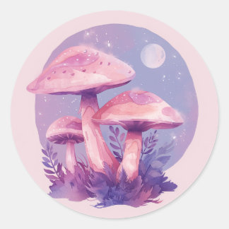 Sticker Rond Illustration du champignon éthérée