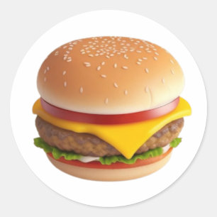 Sticker Rond Illustration du chéeseburger mignon