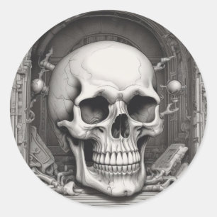 Sticker Rond Illustration du crâne
