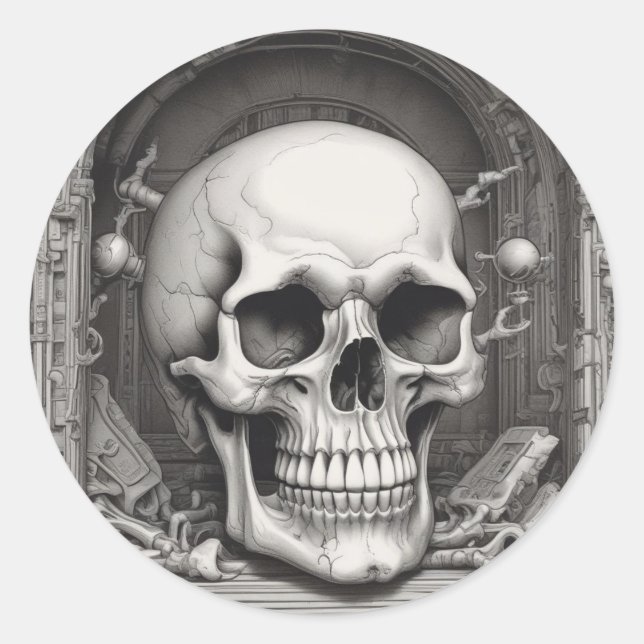 Sticker Rond Illustration du crâne (Devant)