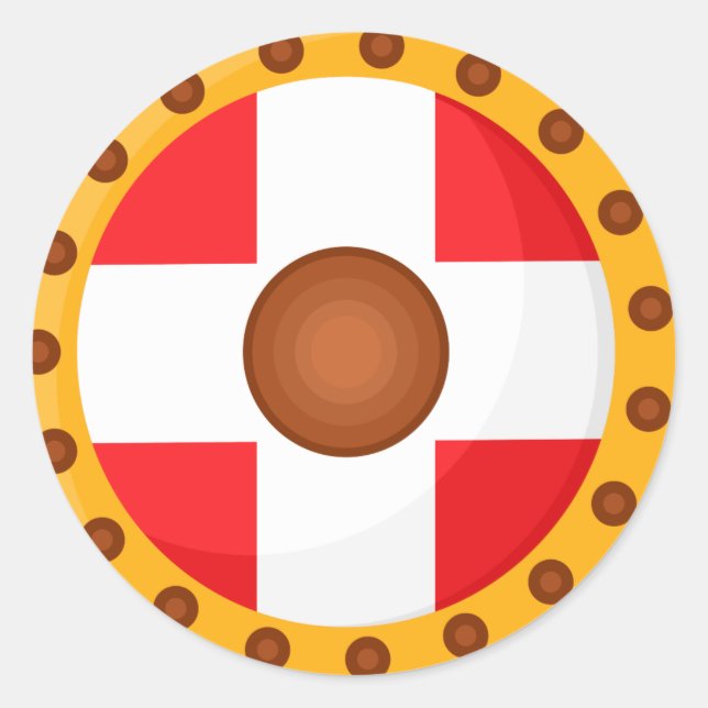 Sticker Rond Illustration du dessin animé Viking Shield (Devant)