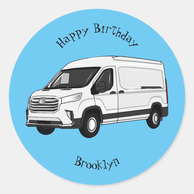 Sticker Rond Illustration du fourgon de livraison (Devant)
