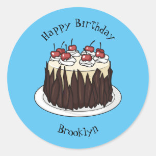 Sticker Rond Illustration du gâteau de la Forêt-Noire