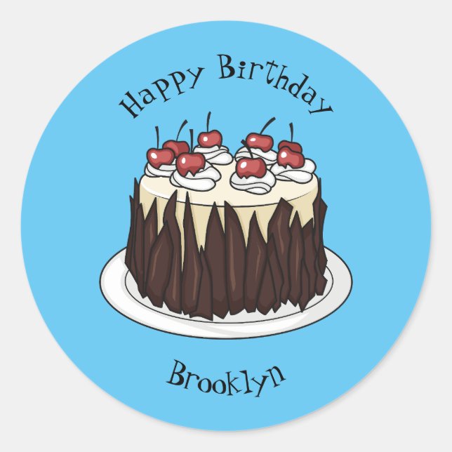 Sticker Rond Illustration du gâteau de la Forêt-Noire (Devant)