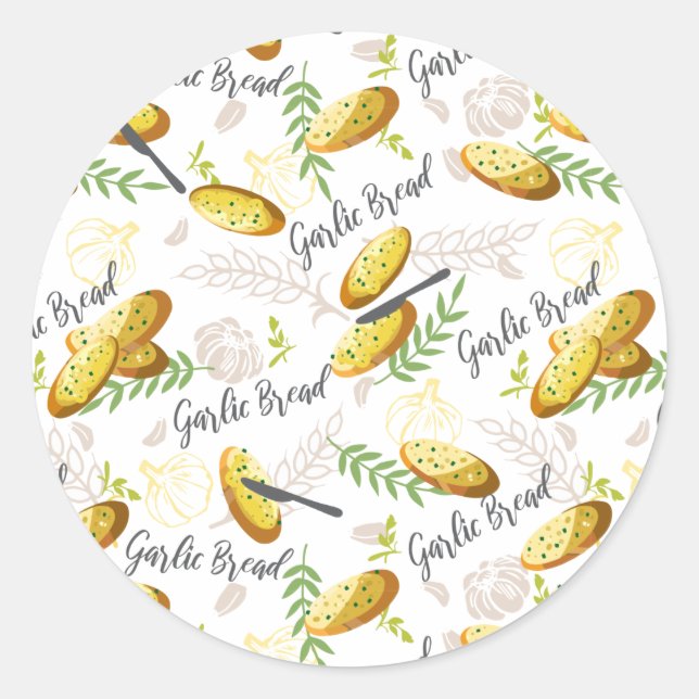 Sticker Rond Illustration du pain d'ail Motif V1 (Devant)