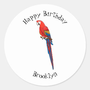 Sticker Rond Illustration du perroquet de macaw Scarlet
