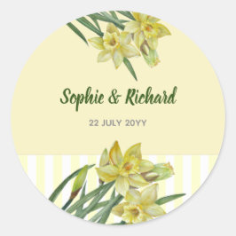 Sticker Rond Illustration du portrait des jonquilles d'aquarell
