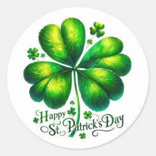 Sticker Rond Illustration du Shamrock vert Jour de la Saint Pat