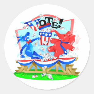 Sticker Rond Illustration du vote des éléphants et des ânes