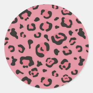 Sticker Rond Illustration d'un animal léopard rose