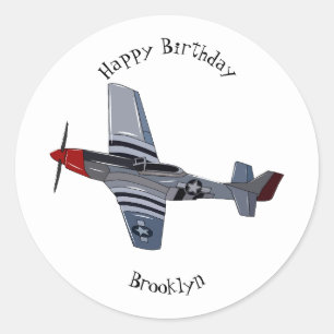 Sticker Rond Illustration d'un avion de chasse-bombardier