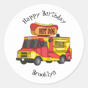 Sticker Rond Illustration d'un camion de nourriture pour chien