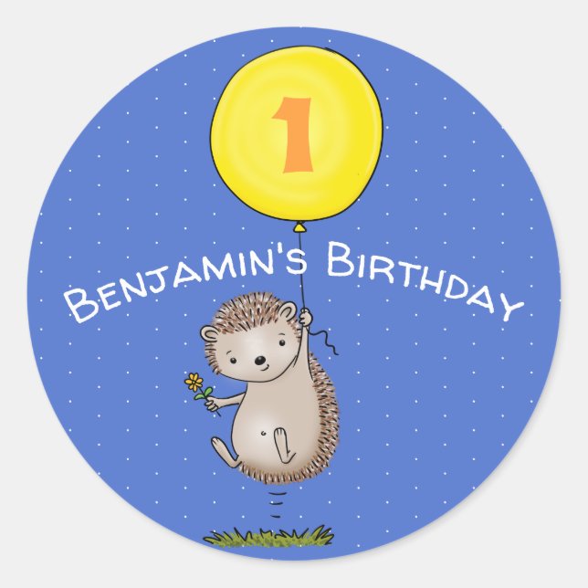 Sticker Rond Illustration d'un hérisson mignon (Devant)