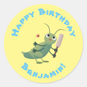 Sticker Rond Illustration d'un insecte du cricket vert mou