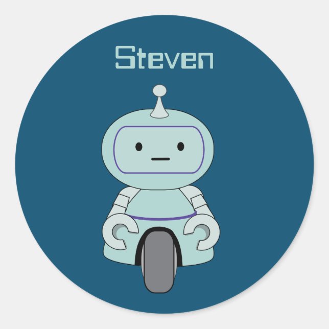 Sticker Rond Illustration d'un robot rétro personnalisé (Devant)