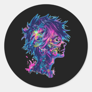 Sticker Rond Illustration graphique Anime Manga