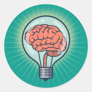 Sticker Rond Illustration intelligente d'ampoule