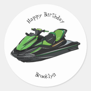 Sticker Rond Illustration Jet ski