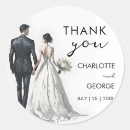 Sticker Rond Illustration Mariée et Salle Faveurs mariage