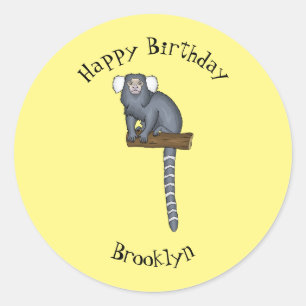 Sticker Rond Illustration marmoset commune