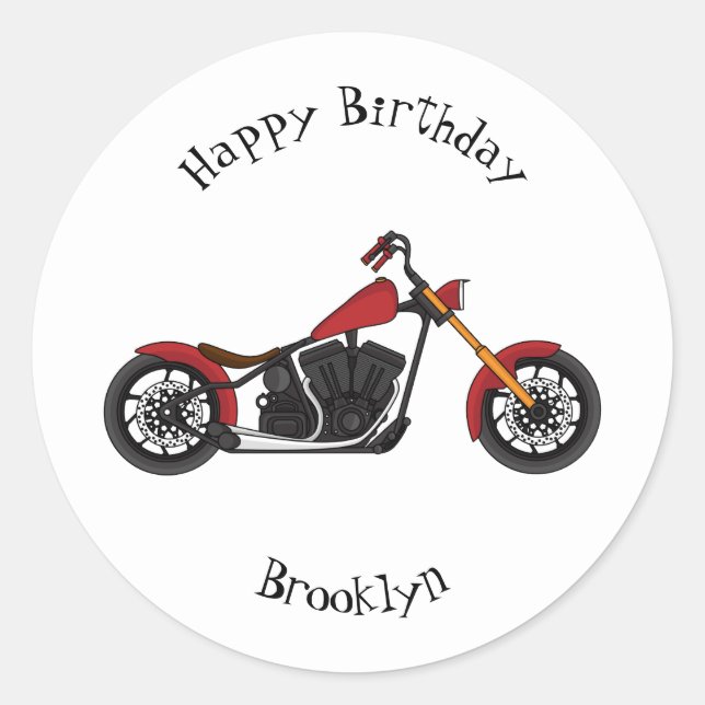 Sticker Rond Illustration motocyclette de style hélicoïdal (Devant)