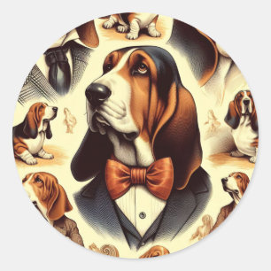 Sticker Rond Illustration vintage de la coque