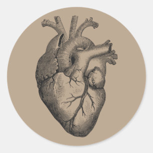 Sticker Rond Illustration vintage du coeur