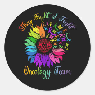 Sticker Rond Ils combattent I Combattre L'Équipe D'Oncologie To
