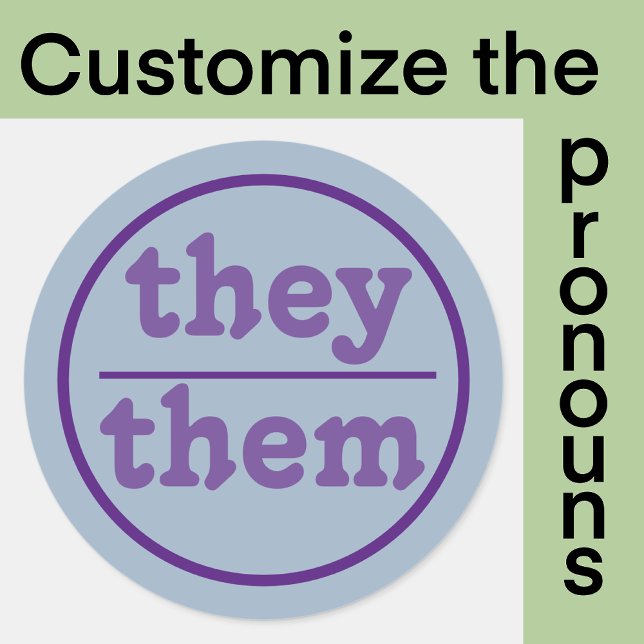 Sticker Rond Ils les pronom | bleu et violet (Choose pre-made buttons, or use the Personalize button to set them)