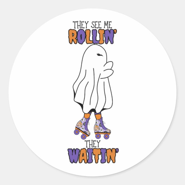 Sticker Rond Ils me voient rouler, ils attendent Retro Ghost (Devant)